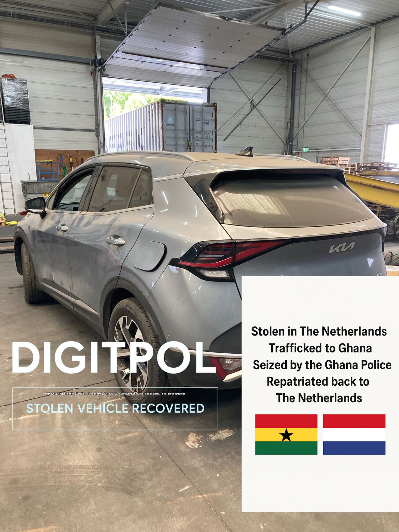 Kia Sportage gestolen in Nederland en getraceerd naar Ghana